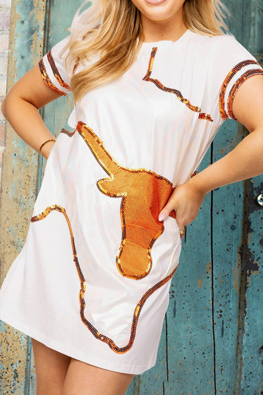 Longhorn Sequined Game Day T-Shirt Dress